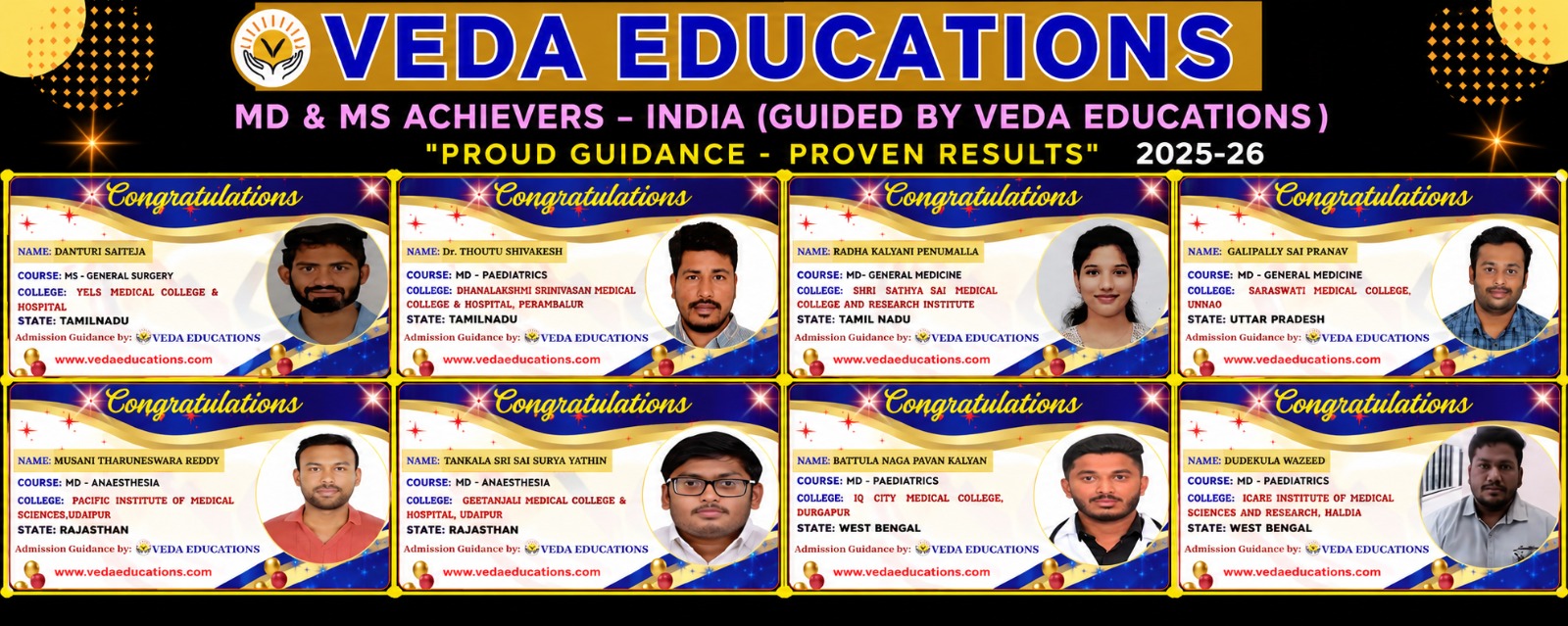 Veda Educations MD and MS achievers banner 2