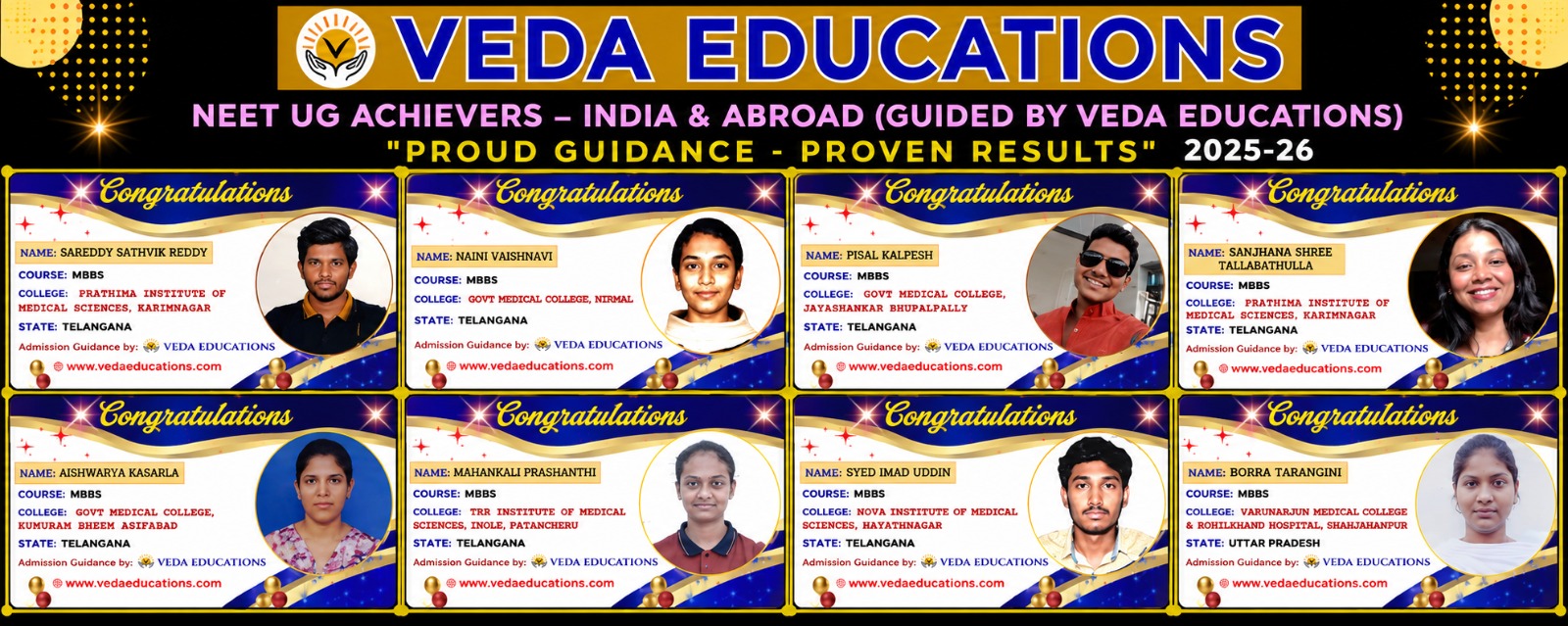 Veda Educations NEET UG achievers banner 1