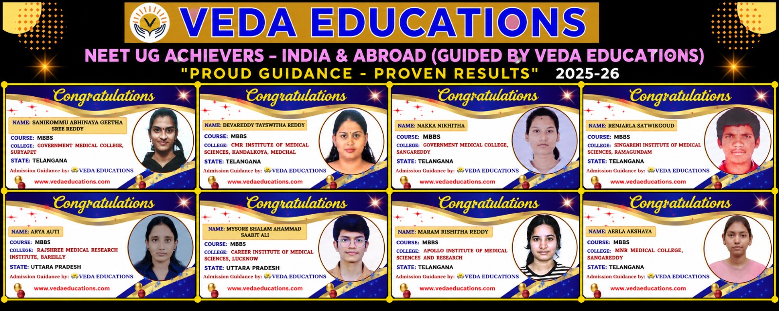 Veda Educations NEET UG achievers banner 2