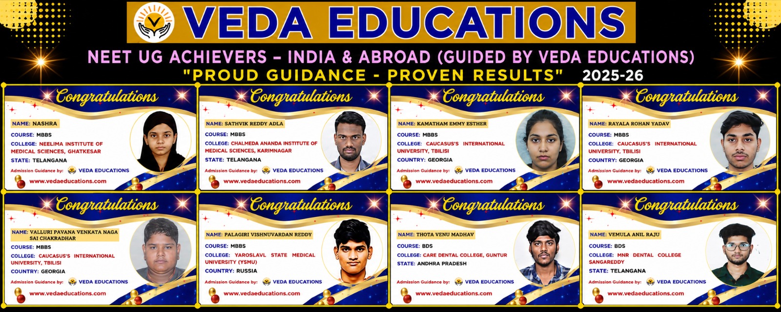 Veda Educations NEET UG achievers banner 3