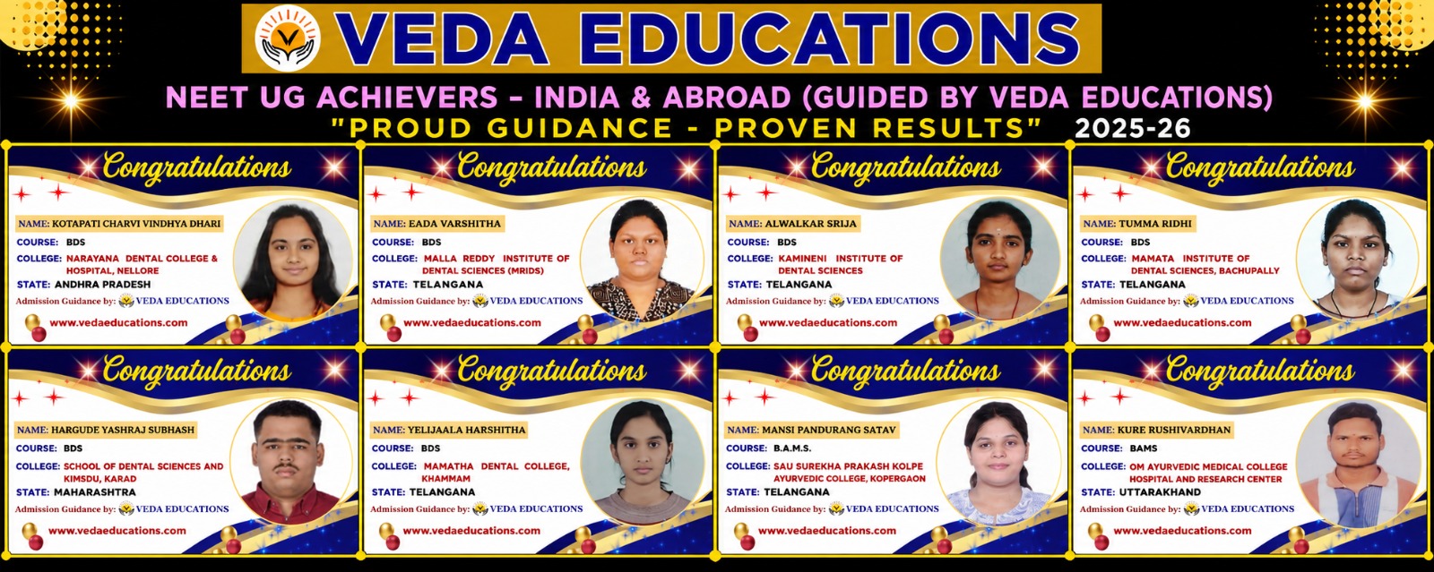 Veda Educations NEET UG achievers banner 4