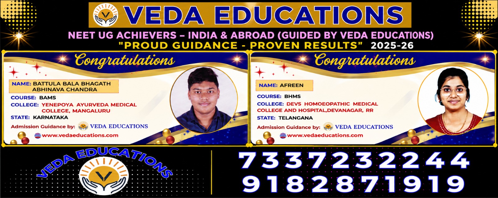 Veda Educations NEET UG achievers banner 5